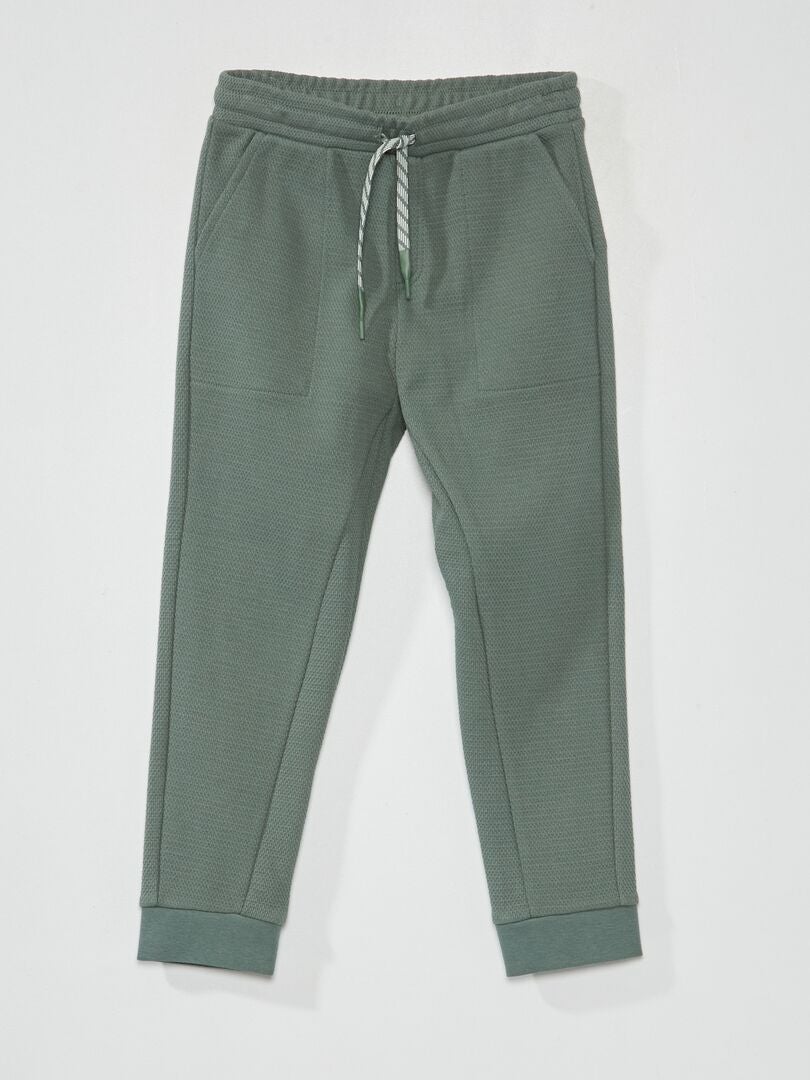 Pantalon de jogging en piqué de coton - Coupe + confortabe Vert - Kiabi