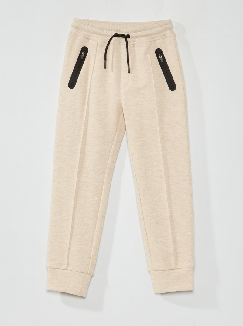 Pantalon de jogging en piqué de coton Beige - Kiabi