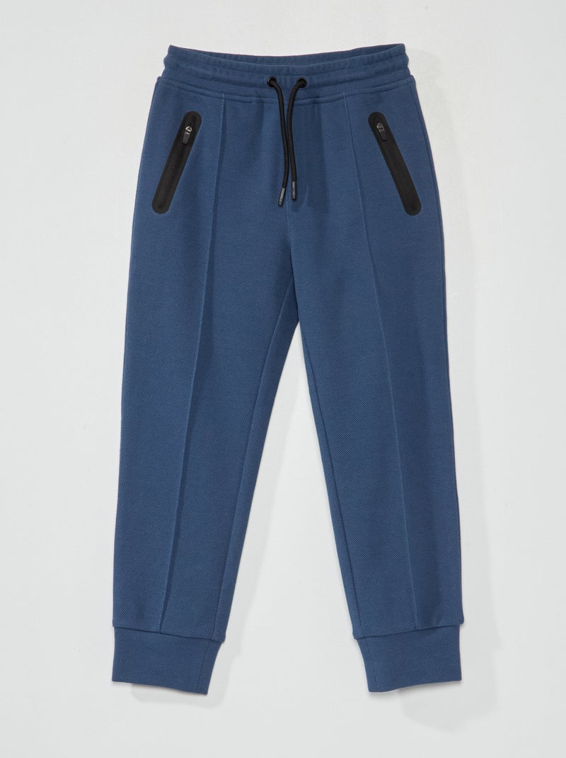 Pantalon de jogging en piqué de coton Bleu - Kiabi