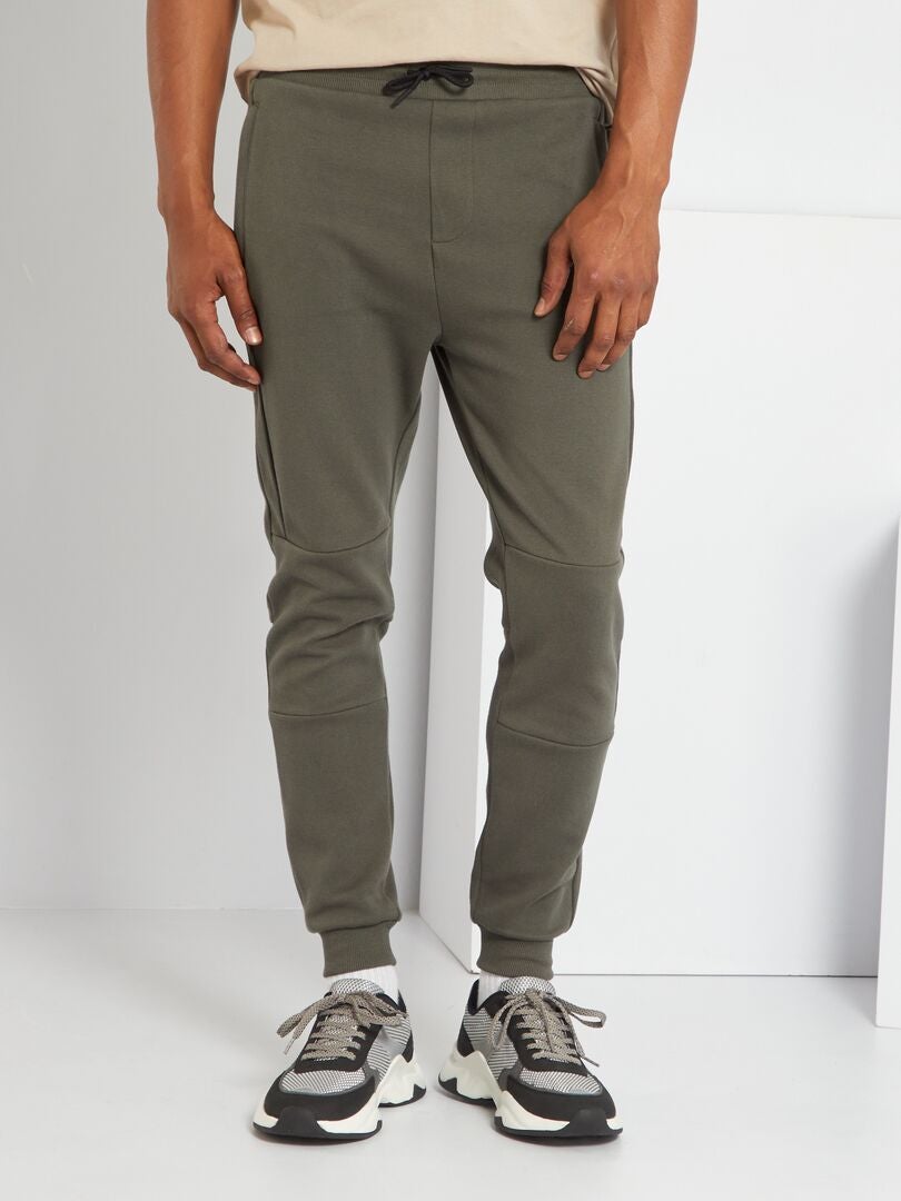 Pantalon de jogging en piqué de coton Kaki - Kiabi