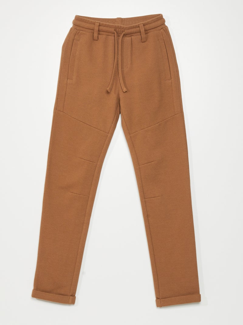 Pantalon de jogging en piqué de coton Marron - Kiabi