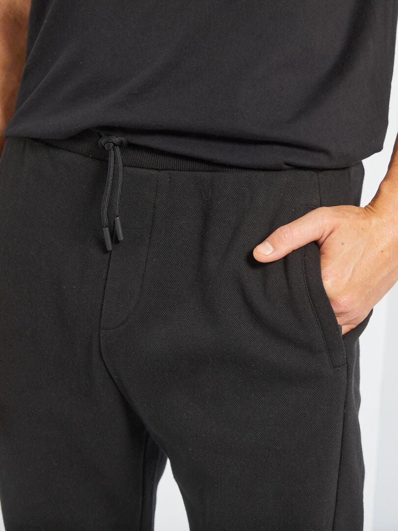 Pantalon de jogging en piqué de coton noir - Kiabi
