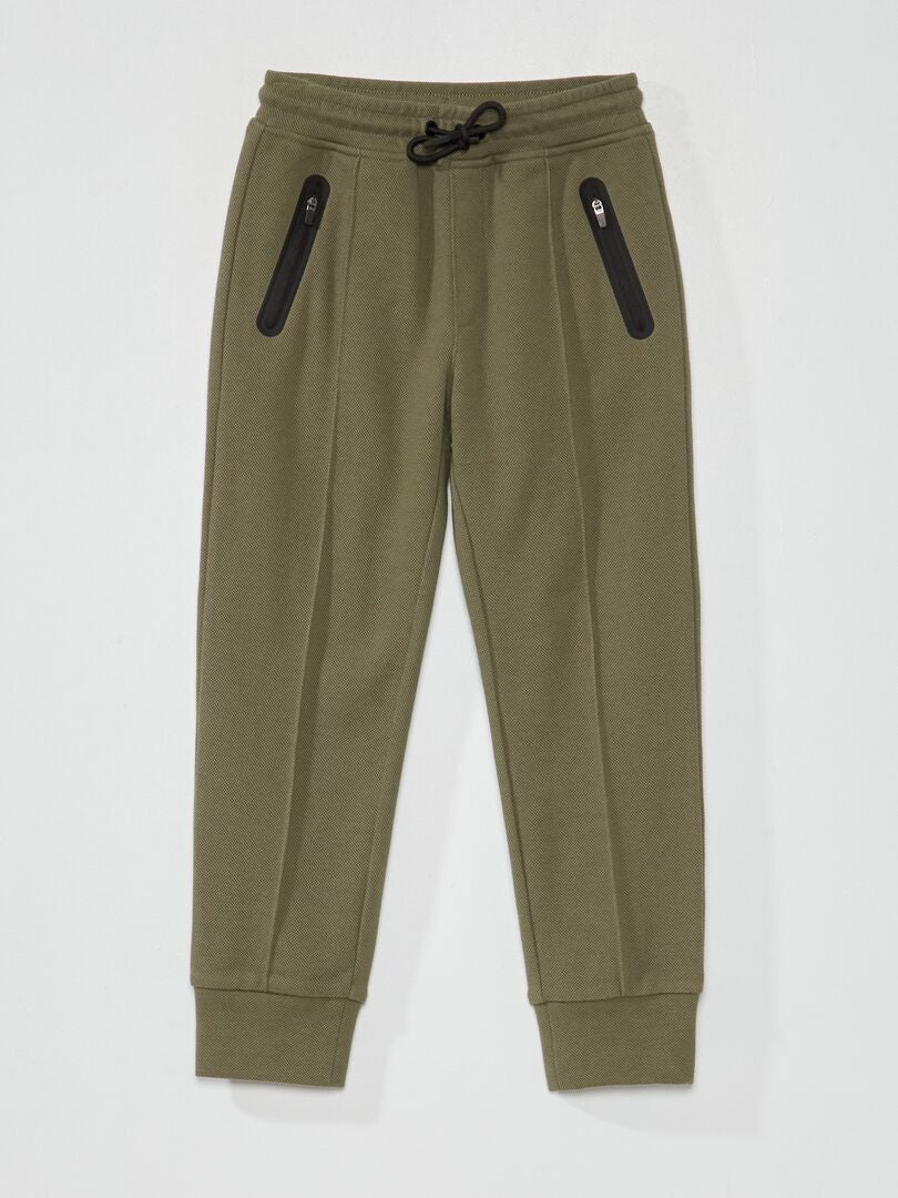 Pantalon de jogging en piqué de coton Vert - Kiabi