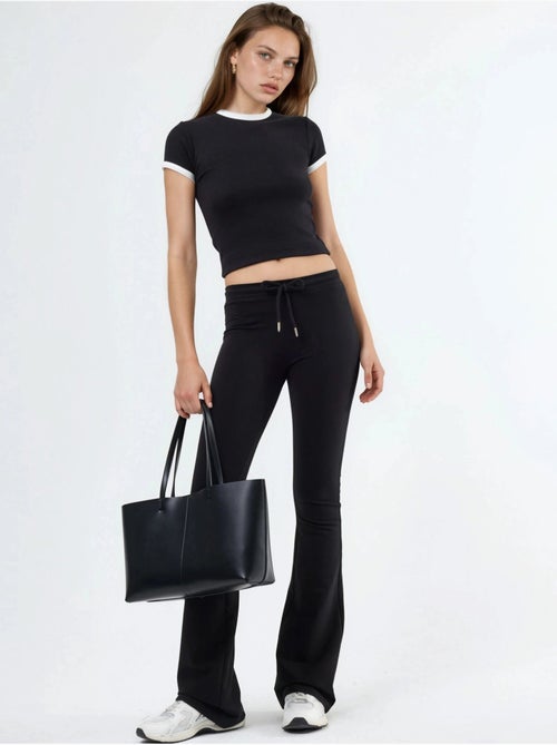 Pantalon de jogging évasé taille mi-haute avec cordon busem - Kiabi Pantalon de jogging évasé taille mi-haute avec cordon busem - Kiabi