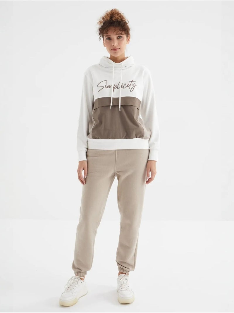 Pantalon de jogging femme à taille haute tommy Beige argile - Kiabi