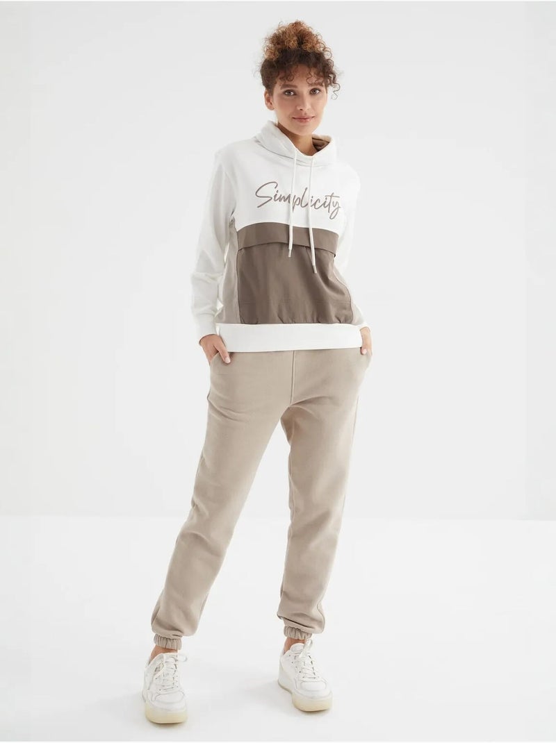 Pantalon de jogging femme à taille haute tommy Beige argile - Kiabi
