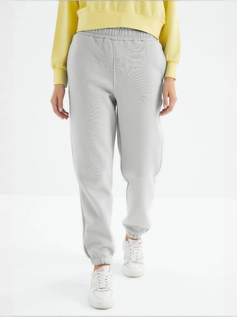 Pantalon de jogging femme à taille haute tommy Gris clair - Kiabi