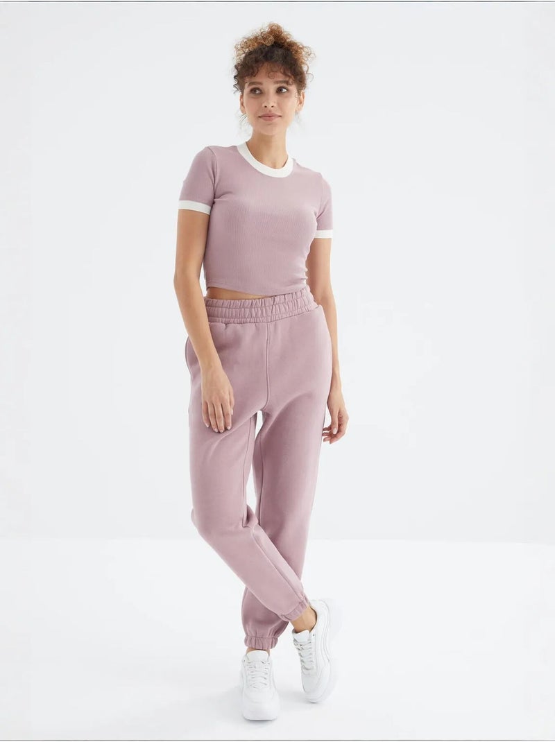 Pantalon de jogging femme à taille haute tommy Mauve - Kiabi