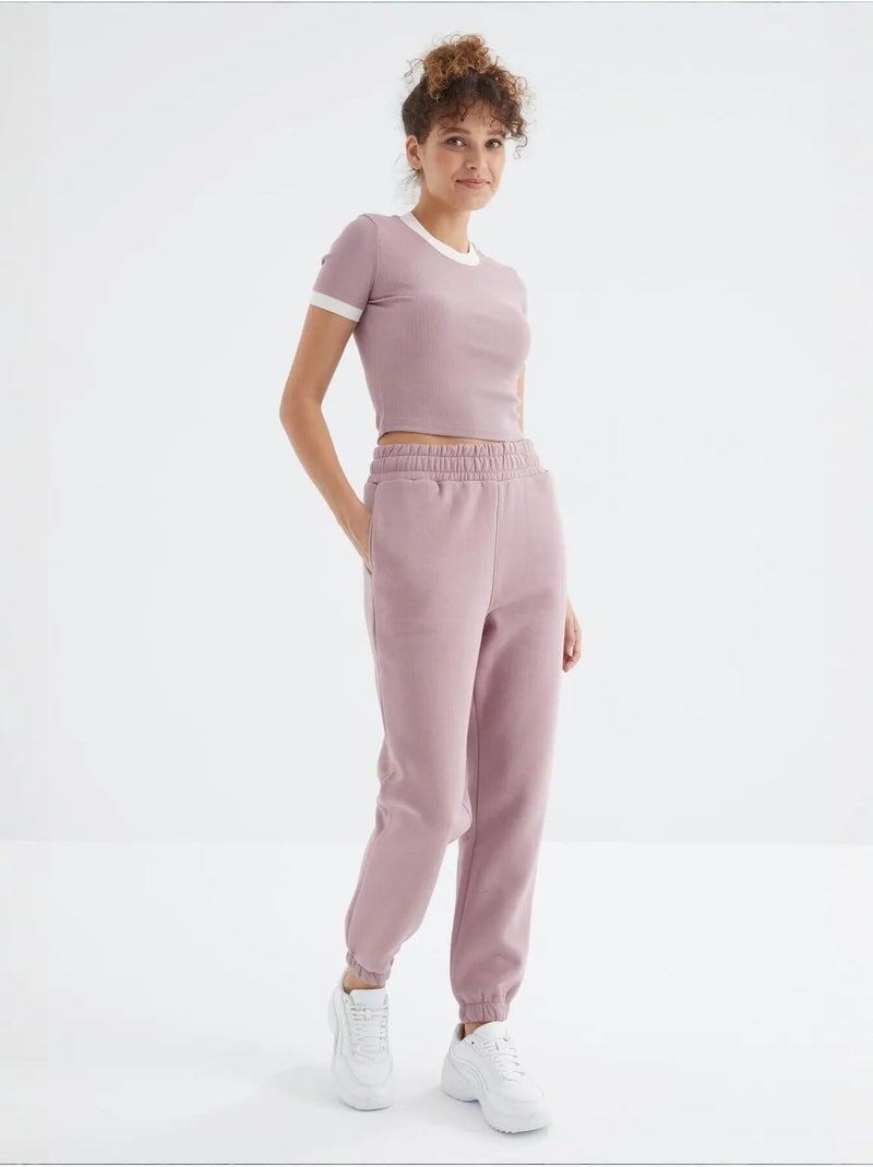 Pantalon de jogging femme à taille haute tommy Mauve - Kiabi