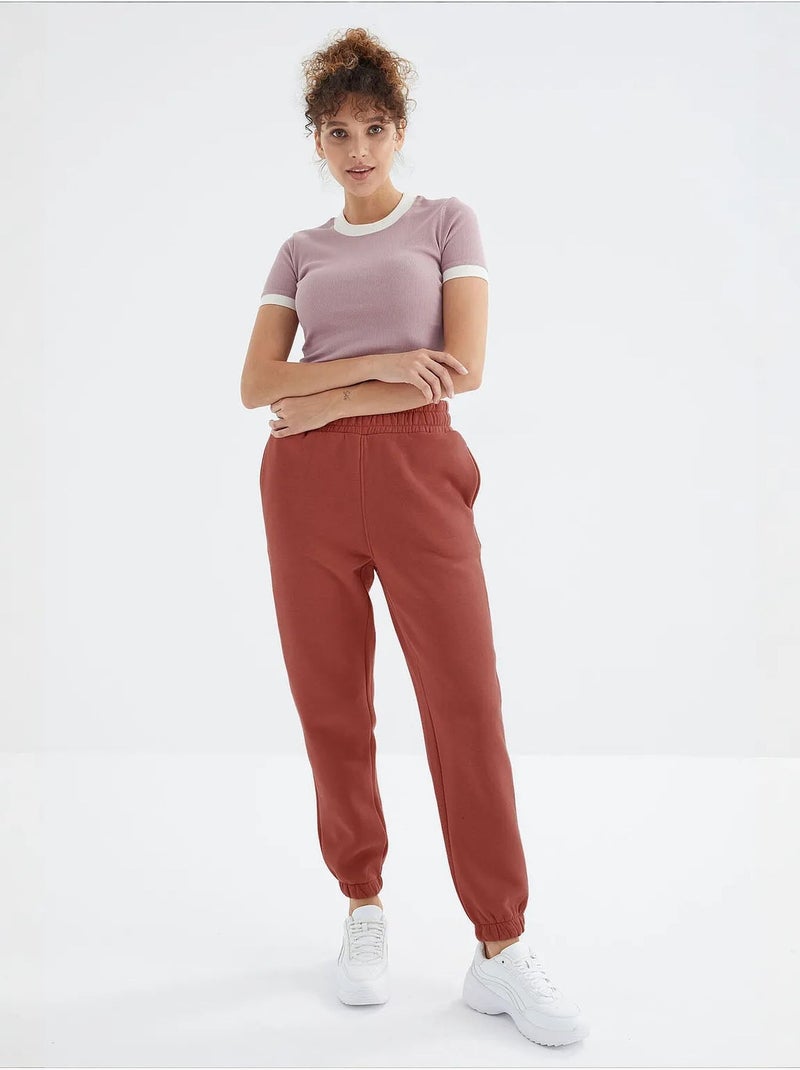 Pantalon de jogging femme à taille haute tommy Terracotta - Kiabi