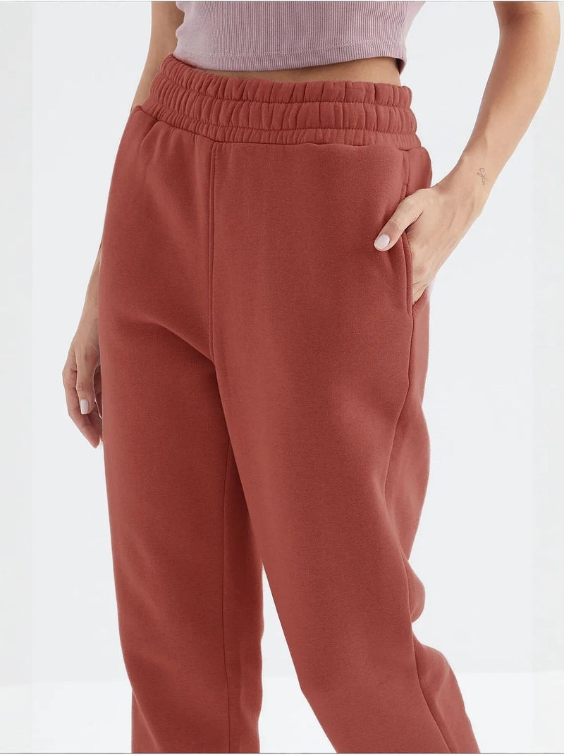 Pantalon de jogging femme à taille haute tommy Terracotta - Kiabi