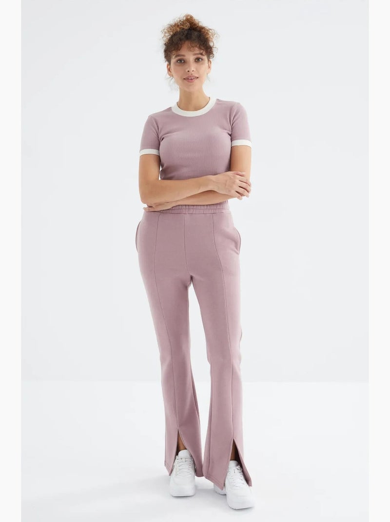 Pantalon de jogging femme coupe décontractée jambe droite tommy Mauve - Kiabi