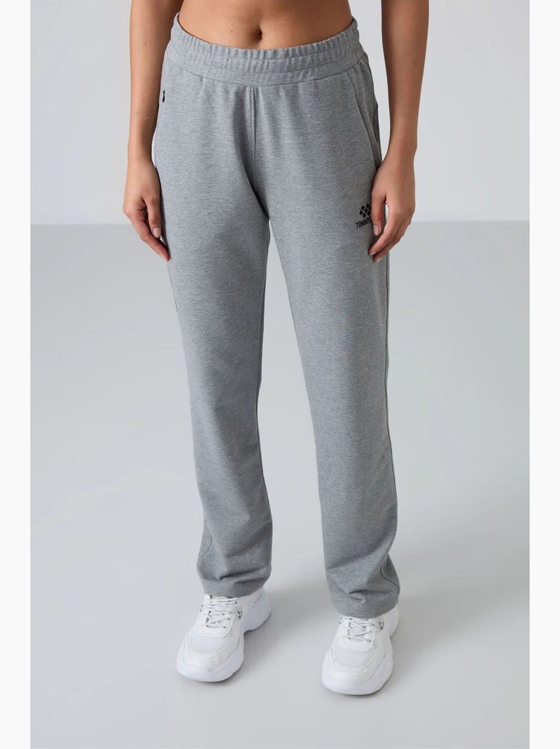Pantalon de jogging femme droit en molleton tommy Gris clair - Kiabi