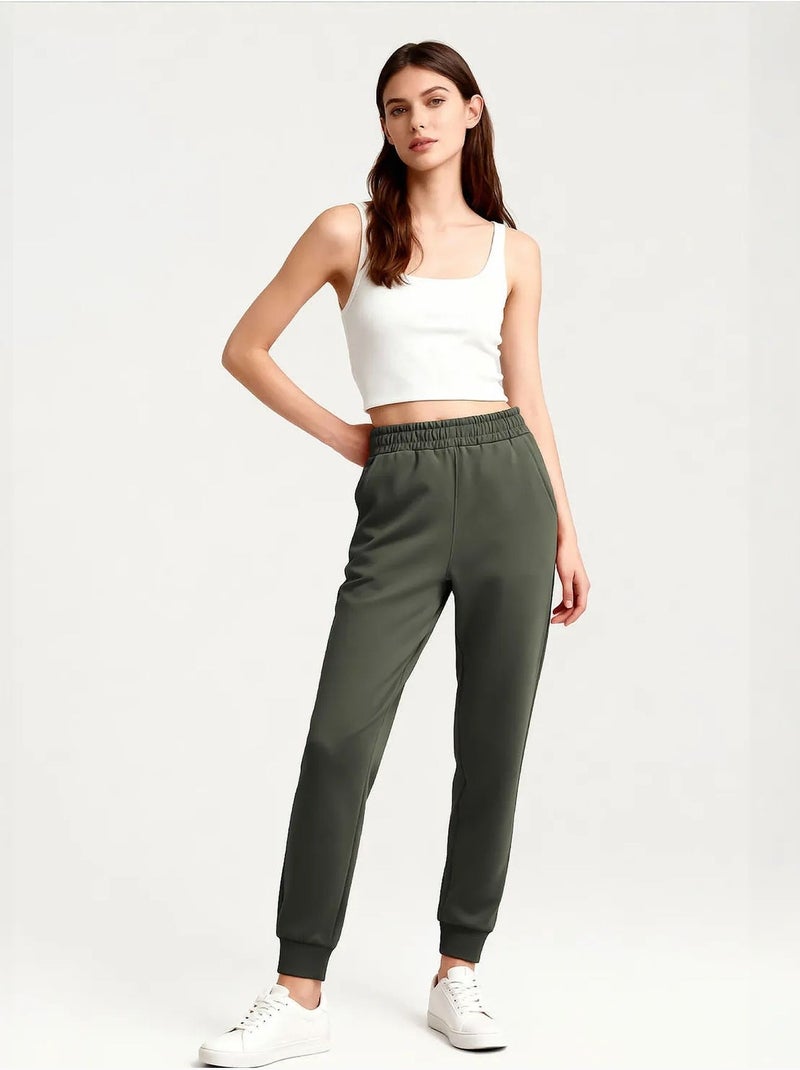 Pantalon de jogging femme en mélange de coton tommy Kaki - Kiabi