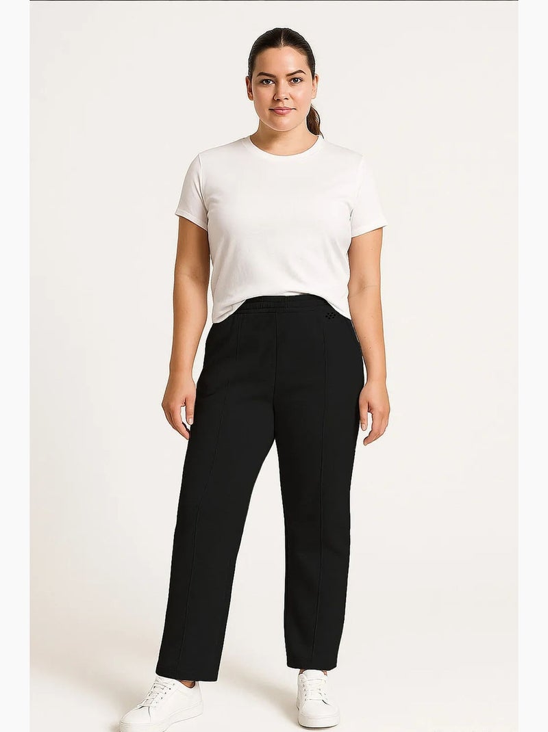 Pantalon de jogging femme en mélange de coton tommy Noir Gris - Kiabi