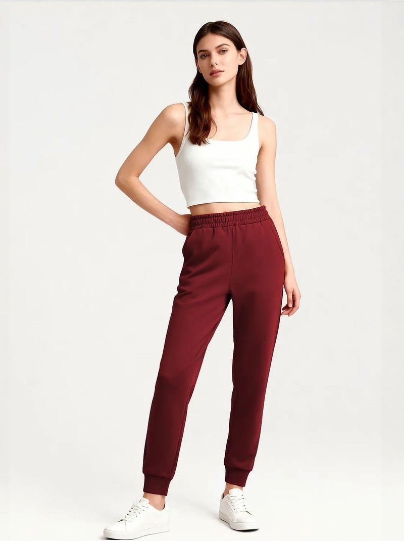 Pantalon de jogging femme en mélange de coton tommy Rouge bordeaux - Kiabi