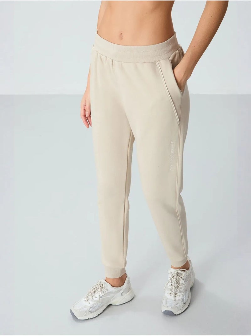 Pantalon de jogging femme en mélange de coton tommy Sable - Kiabi