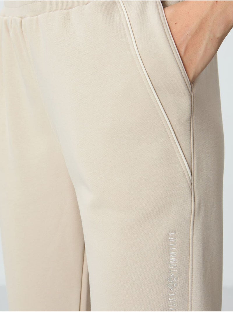 Pantalon de jogging femme en mélange de coton tommy Sable - Kiabi