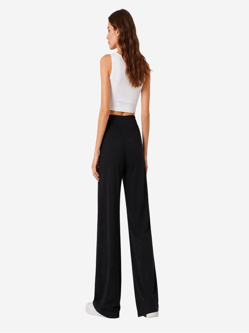 Pantalon de jogging femme en mélange de viscose tommy Noir - Kiabi