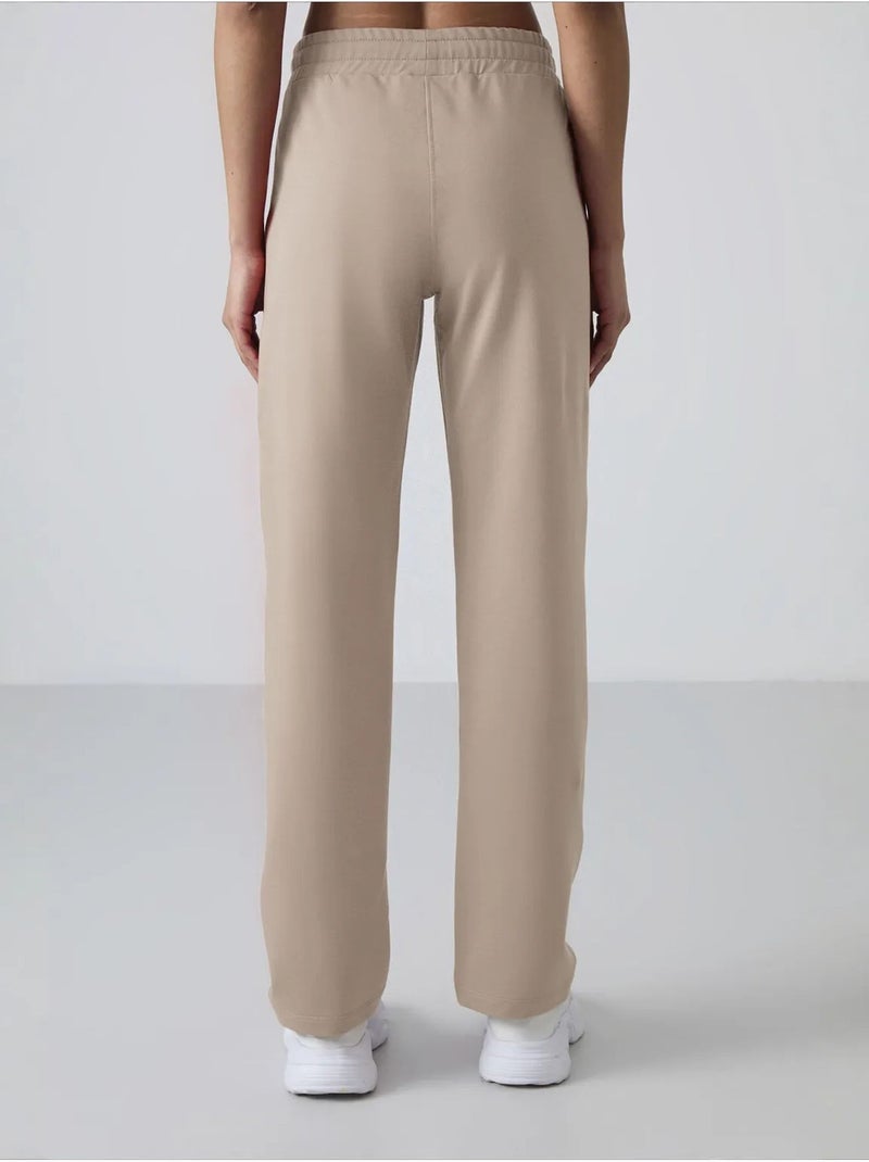 Pantalon de jogging femme en molleton, jambe droite tommy Beige argile - Kiabi