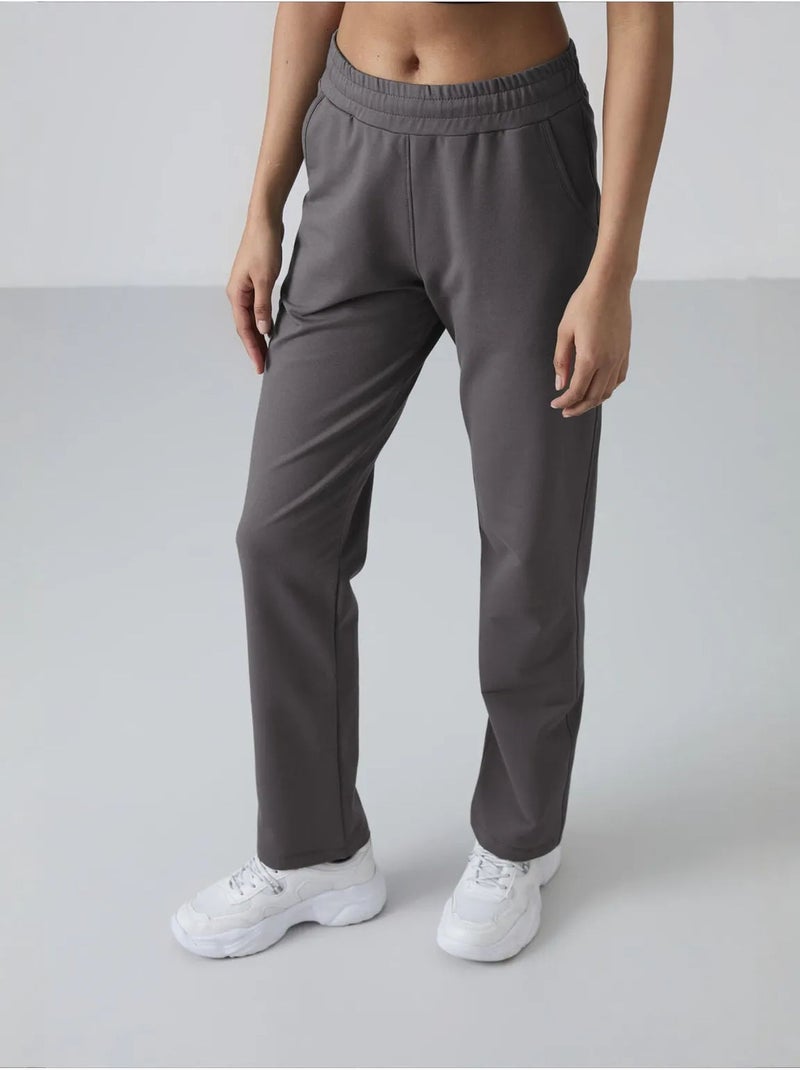 Pantalon de jogging femme en molleton, jambe droite tommy Gris Noir - Kiabi