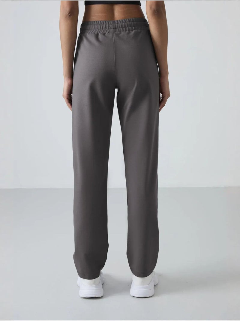 Pantalon de jogging femme en molleton, jambe droite tommy Gris Noir - Kiabi