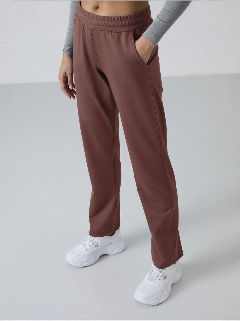 Pantalon de jogging femme en molleton, jambe droite tommy Rouge bordeaux - Kiabi