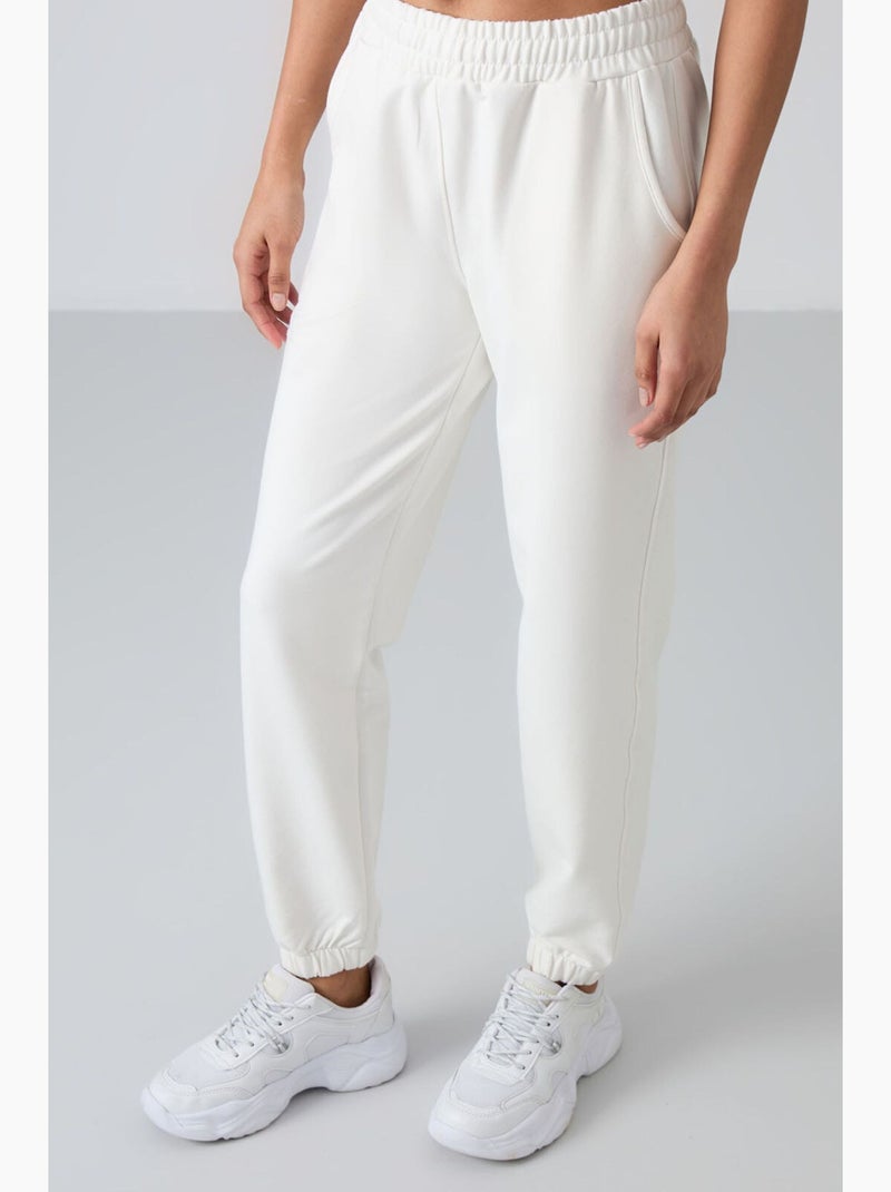 Pantalon de jogging femme taille haute coupe décontractée tommy Blanc - Kiabi