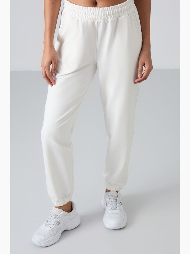 Pantalon de jogging femme taille haute coupe décontractée tommy Blanc - Kiabi