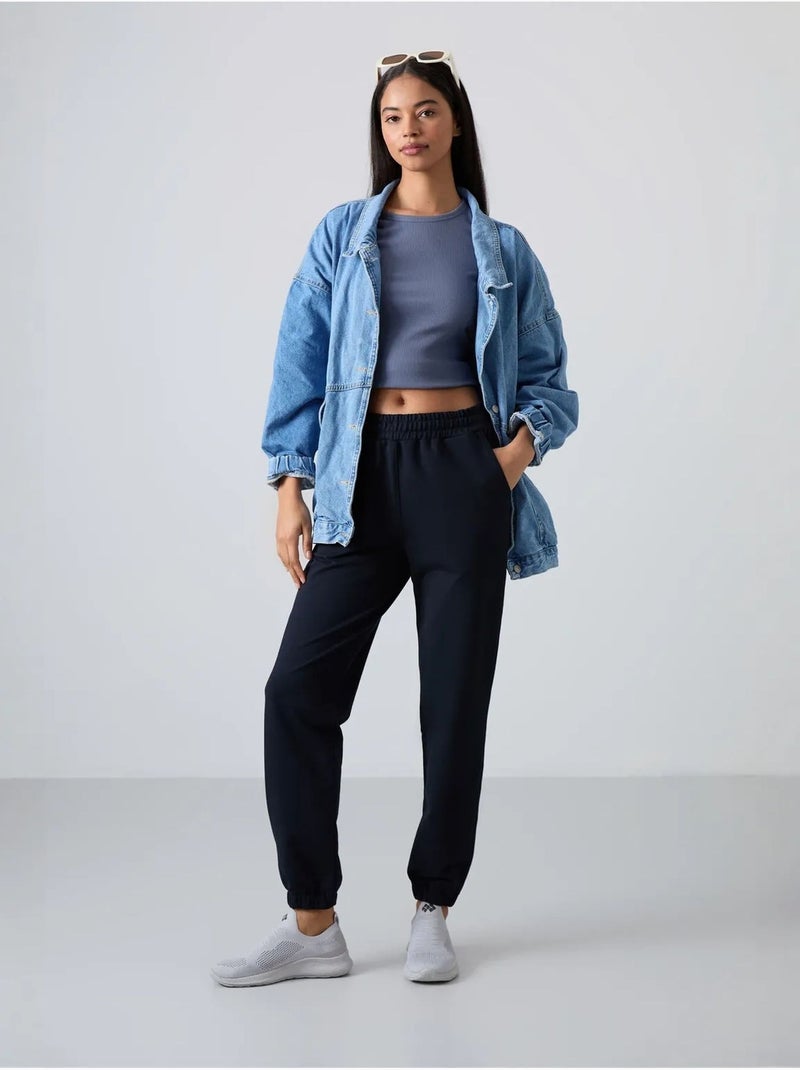 Pantalon de jogging femme taille haute coupe décontractée tommy Bleu lagon - Kiabi