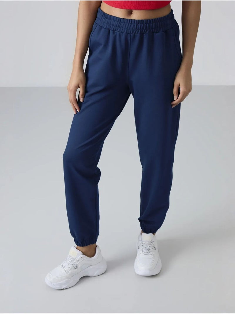 Pantalon de jogging femme taille haute coupe décontractée tommy Bleu marine - Kiabi