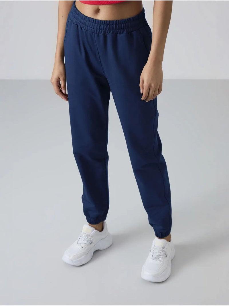 Pantalon de jogging femme taille haute coupe décontractée tommy Bleu marine - Kiabi