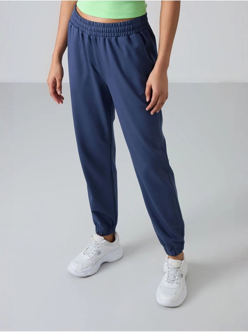 Pantalon de jogging femme taille haute coupe décontractée tommy Bleu saphir - Kiabi