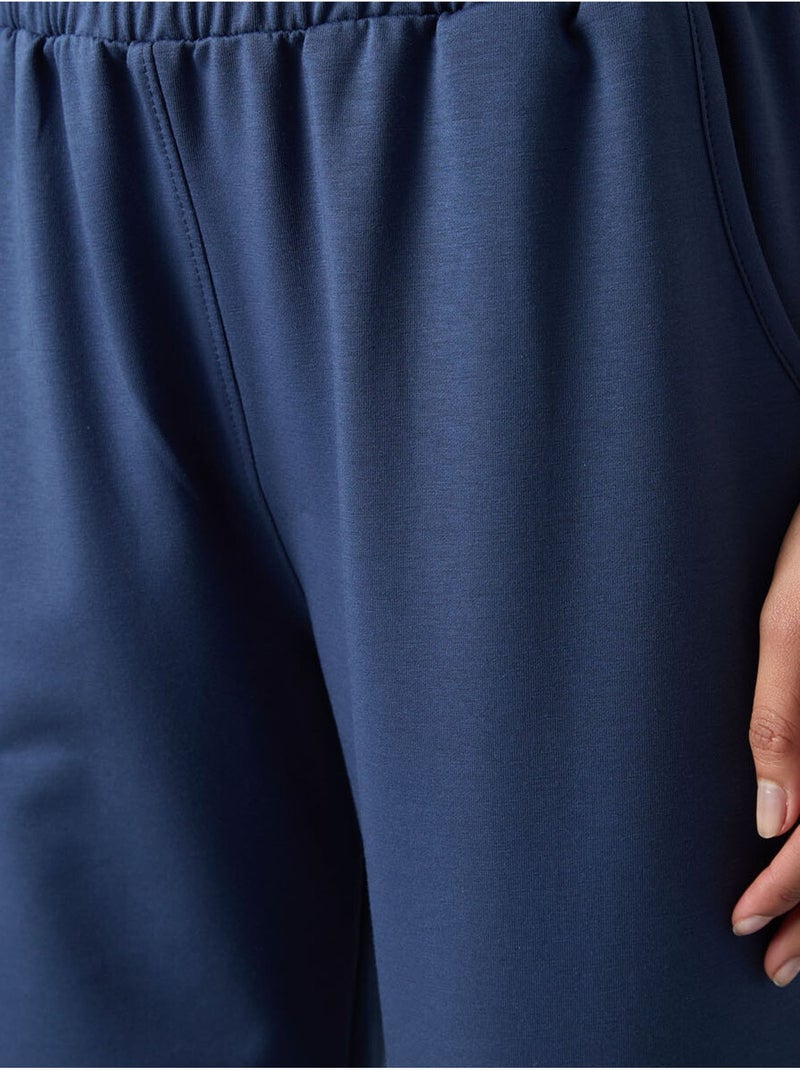 Pantalon de jogging femme taille haute coupe décontractée tommy Bleu saphir - Kiabi