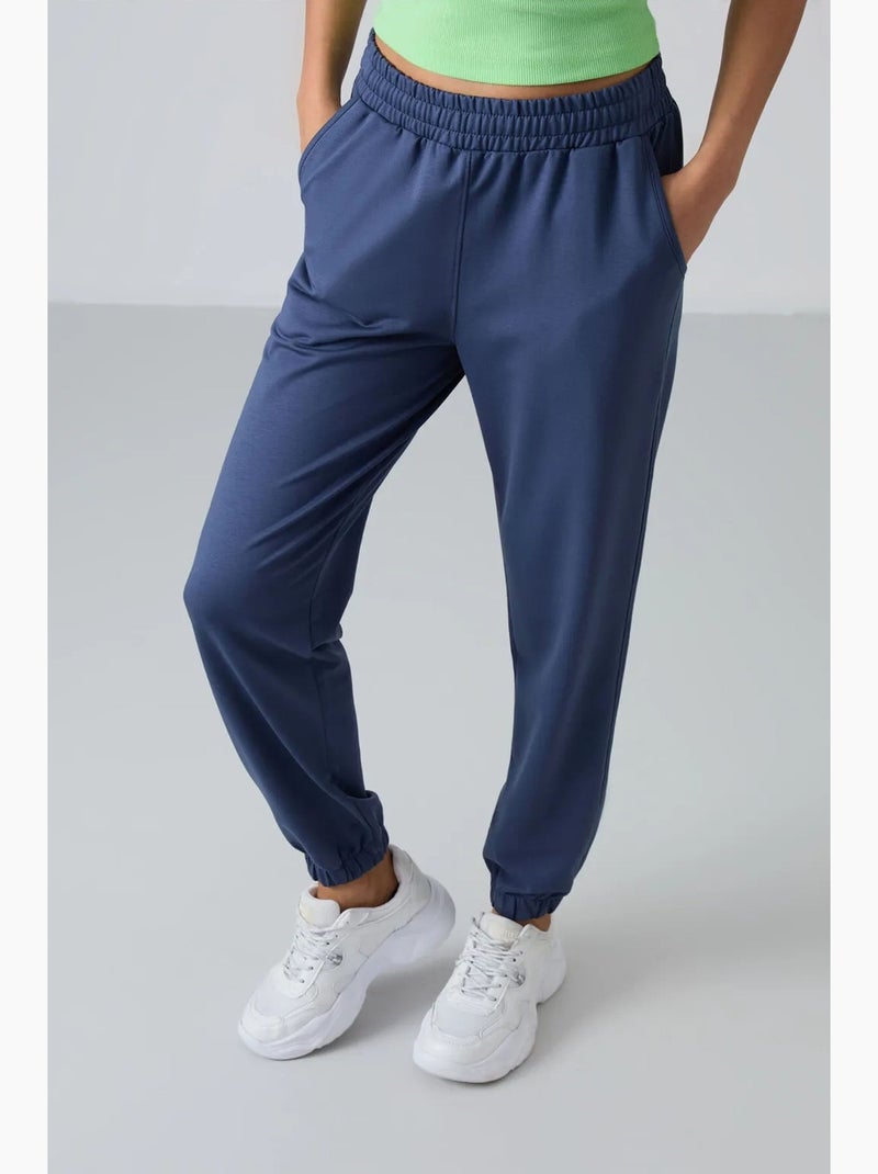 Pantalon de jogging femme taille haute coupe décontractée tommy Bleu saphir - Kiabi