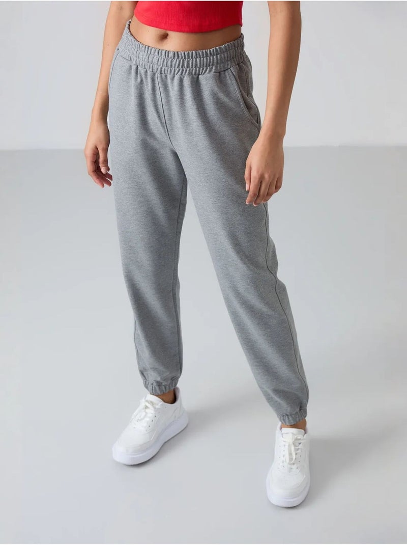 Pantalon de jogging femme taille haute coupe décontractée tommy Gris - Kiabi