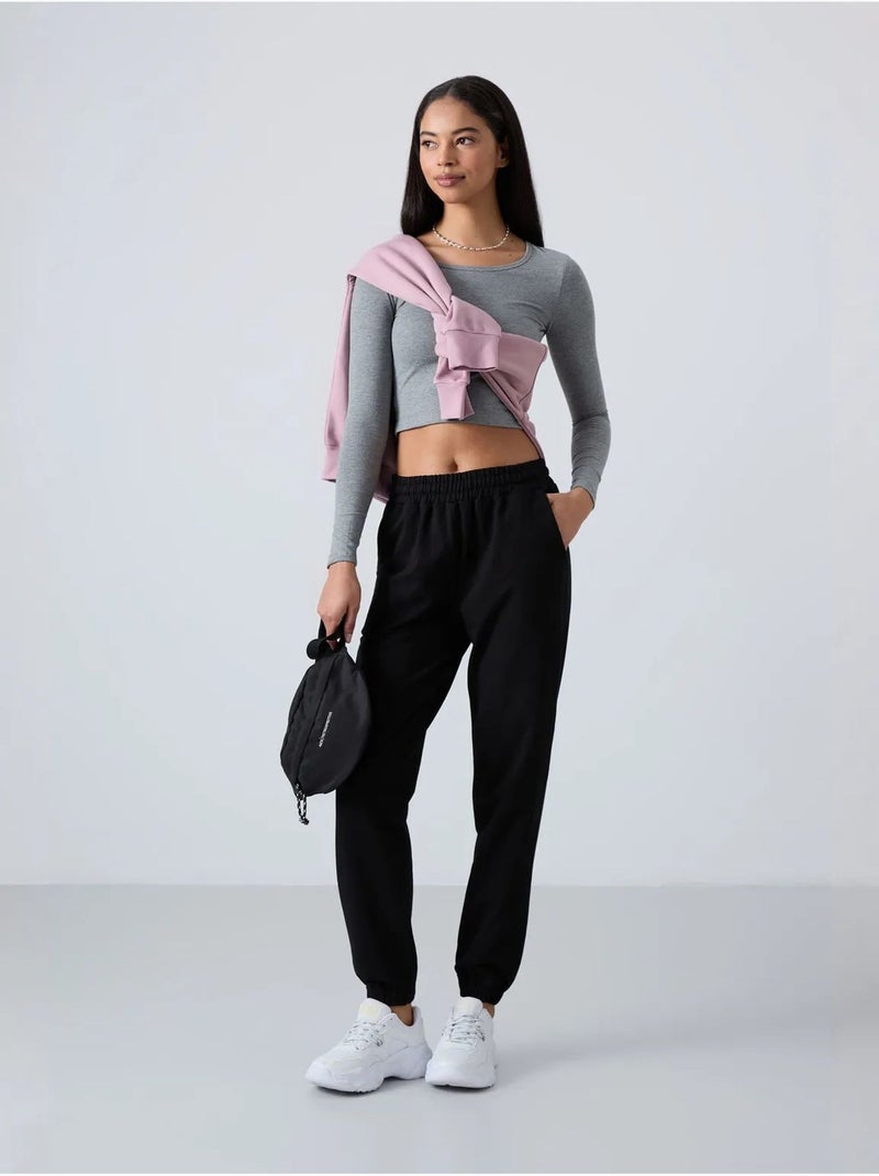 Pantalon de jogging femme taille haute coupe décontractée tommy Noir - Kiabi