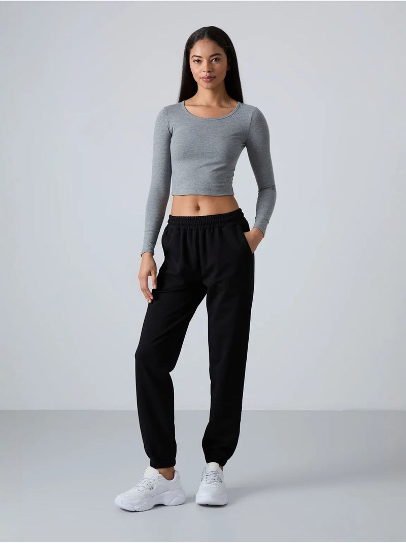 Pantalon de jogging femme taille haute coupe décontractée tommy Noir - Kiabi