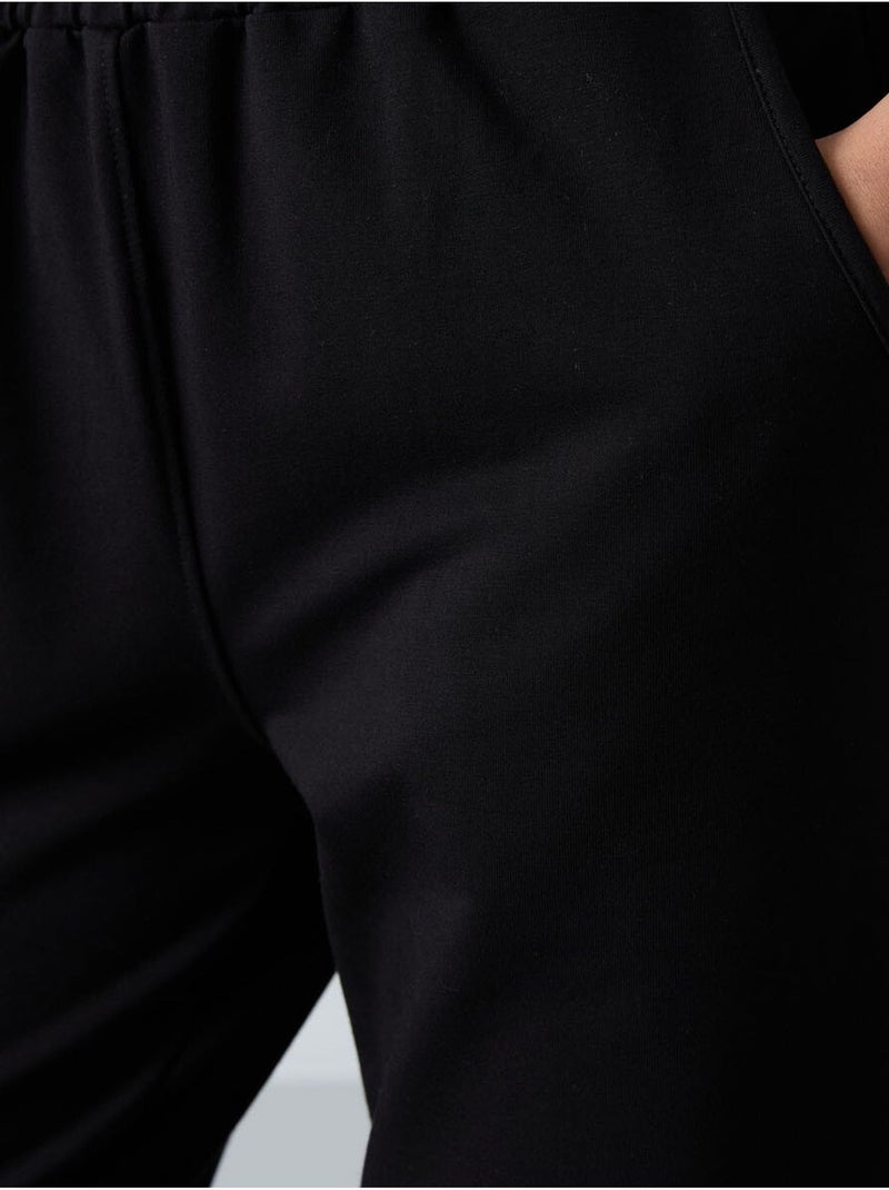Pantalon de jogging femme taille haute coupe décontractée tommy Noir - Kiabi