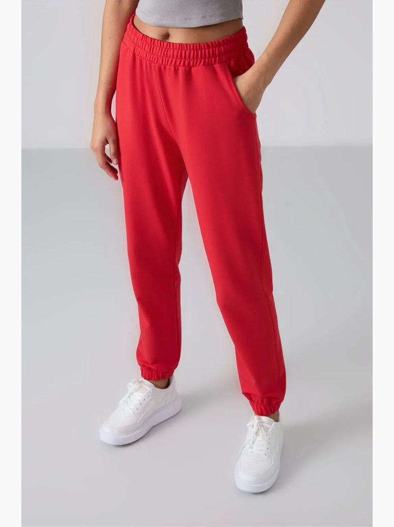 Pantalon de jogging femme taille haute coupe décontractée tommy Rouge - Kiabi