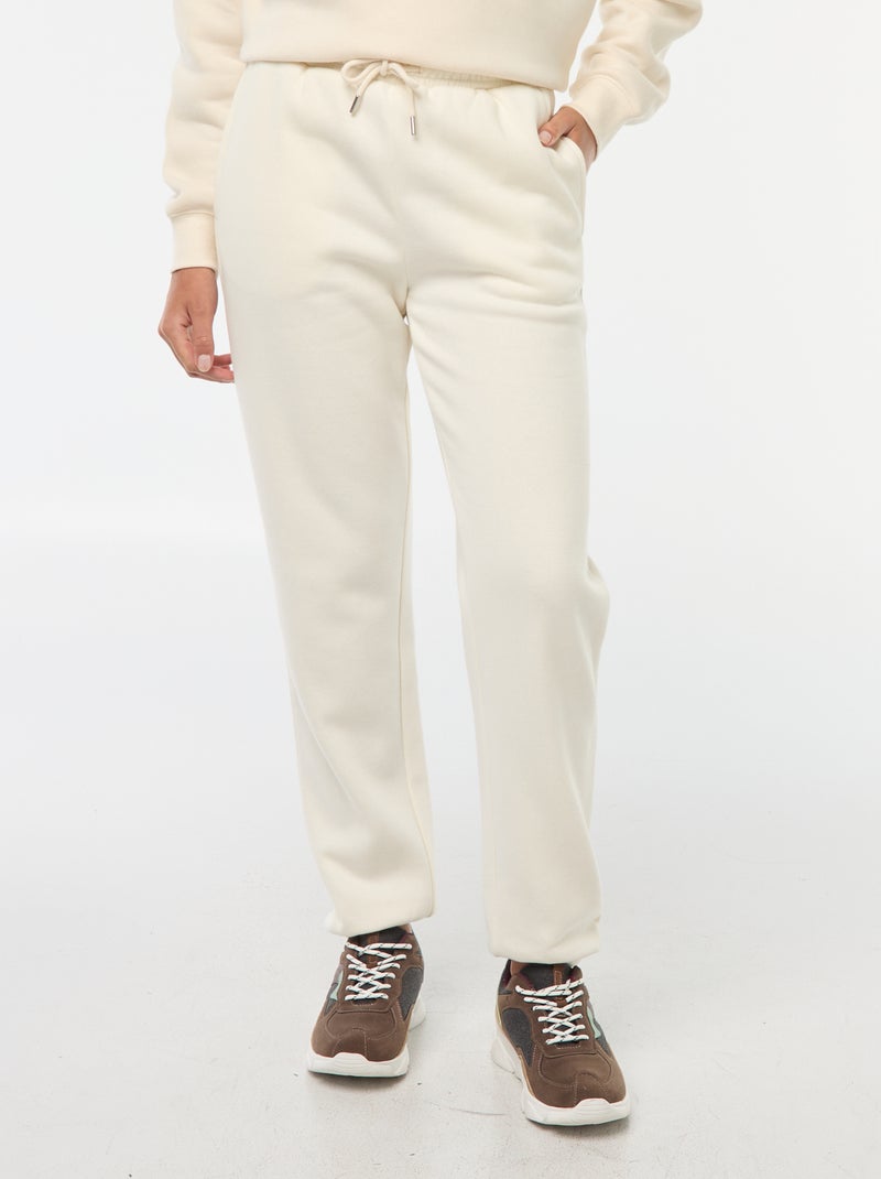 Pantalon de jogging femme uni en maille lourde Blanc cassé - Kiabi