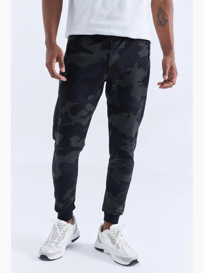 Pantalon de jogging homme camouflage, coupe slim tommy Gris Noir - Kiabi