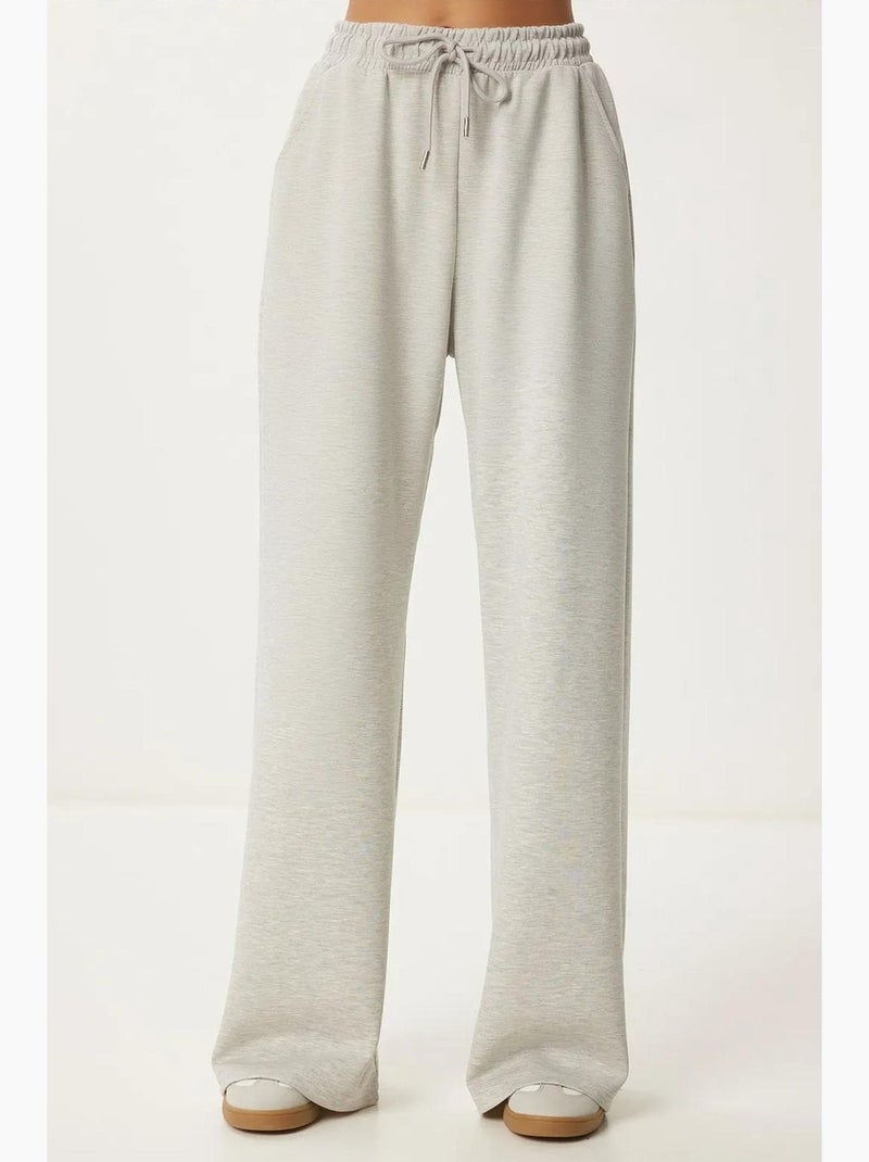 Pantalon de jogging jambe large à taille à cordon istanbul Gris clair - Kiabi