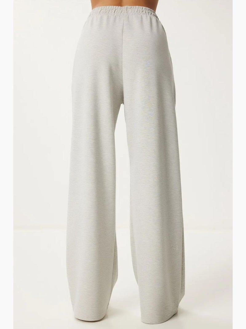 Pantalon de jogging jambe large à taille à cordon istanbul Gris clair - Kiabi