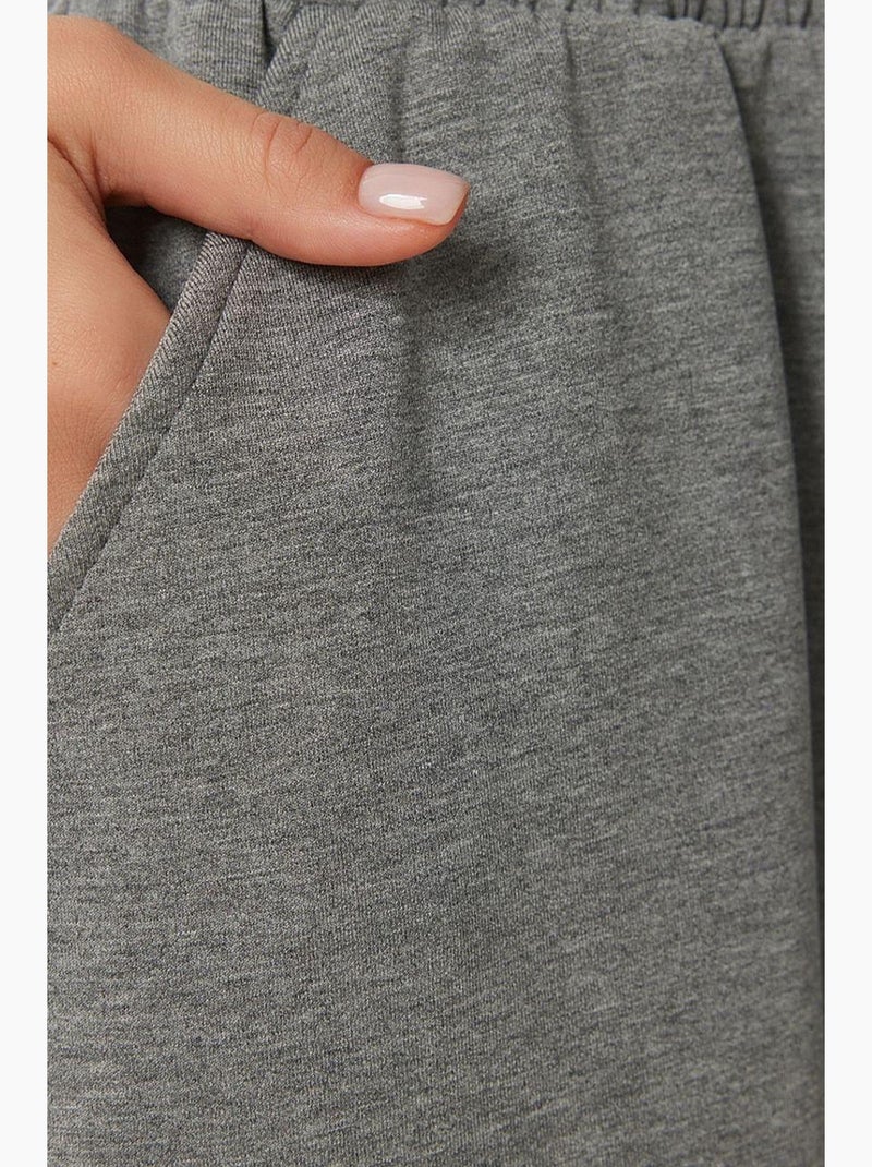 Pantalon de jogging jambe large à taille à cordon istanbul Gris Noir - Kiabi
