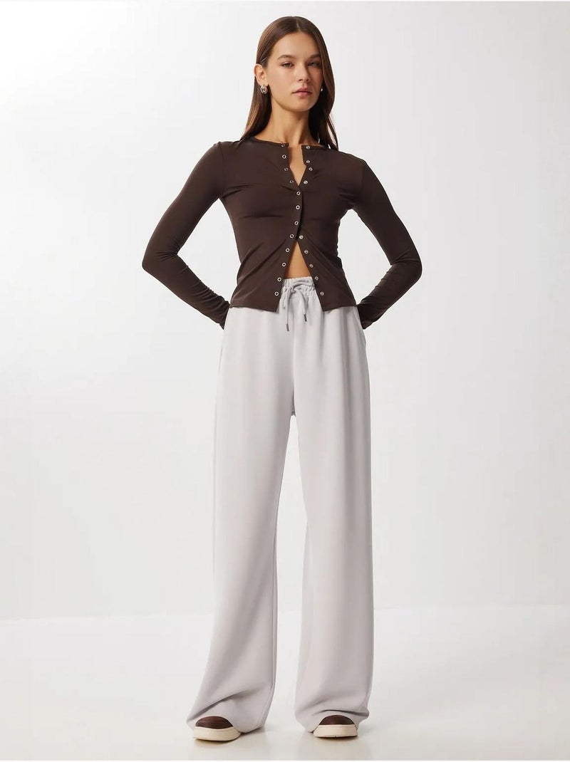Pantalon de jogging jambe large à taille à cordon istanbul Gris perle - Kiabi