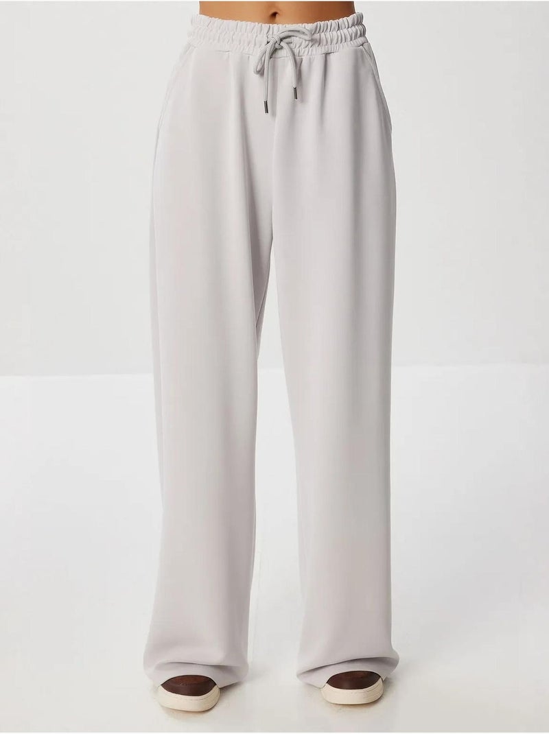 Pantalon de jogging jambe large à taille à cordon istanbul Gris perle - Kiabi