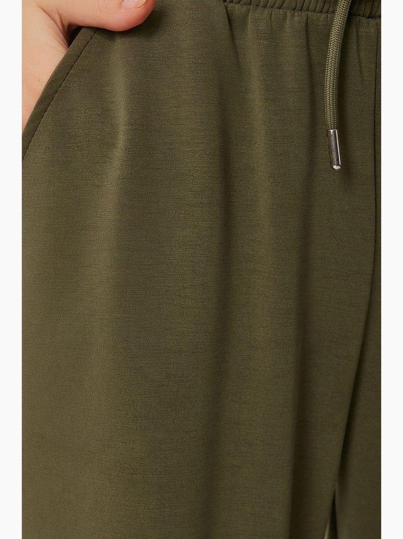 Pantalon de jogging jambe large à taille à cordon istanbul Kaki - Kiabi