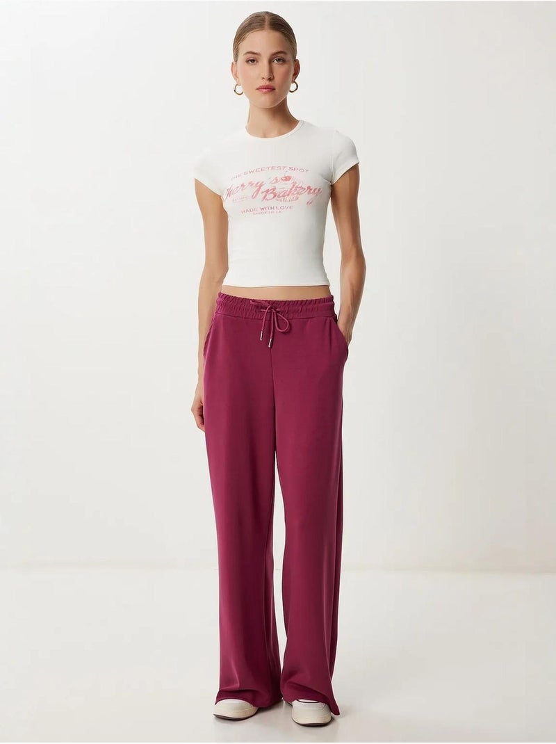 Pantalon de jogging jambe large à taille à cordon istanbul Magenta - Kiabi