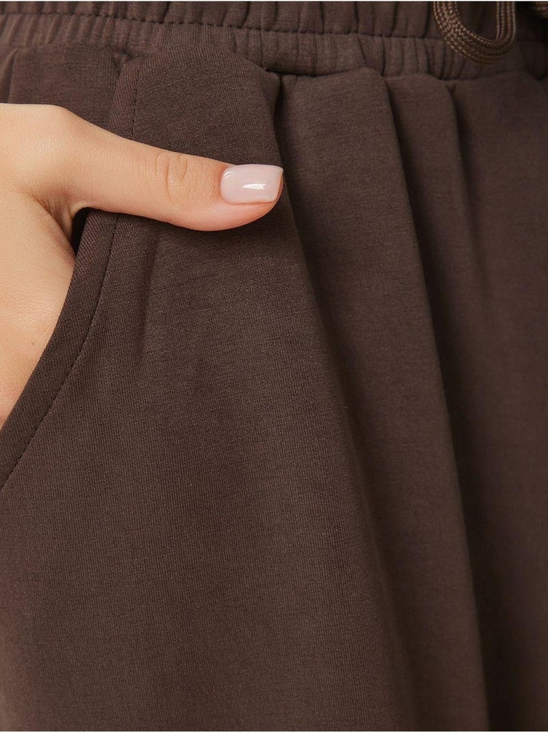 Pantalon de jogging jambe large à taille à cordon istanbul Marron chocolat - Kiabi